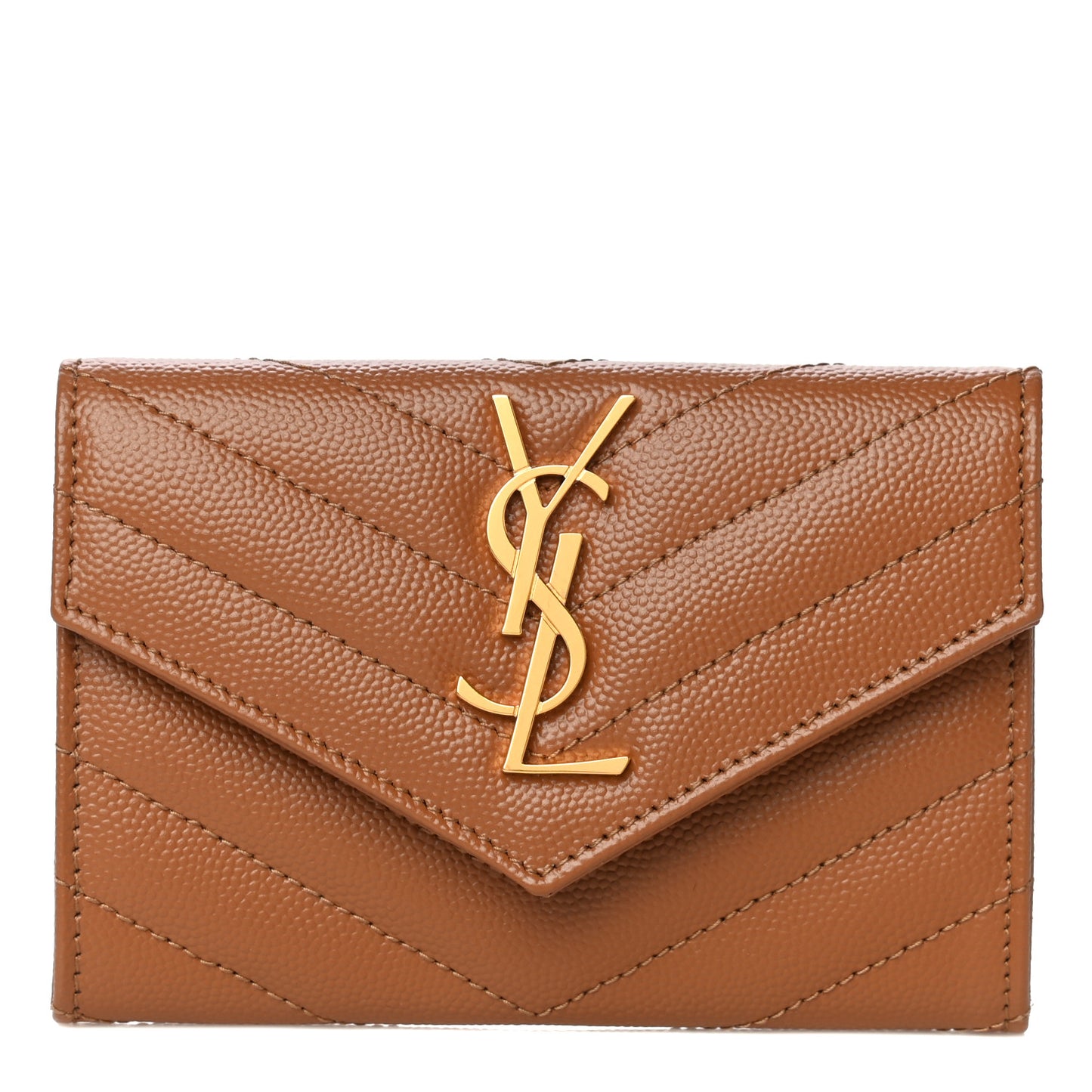 Grain De Poudre Matelasse Chevron Small Monogram Envelope Wallet Natural Dark