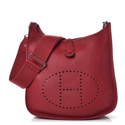 Hermes Taurillon Clemence Evelyne III PM Rouge Grenat 1 of 7