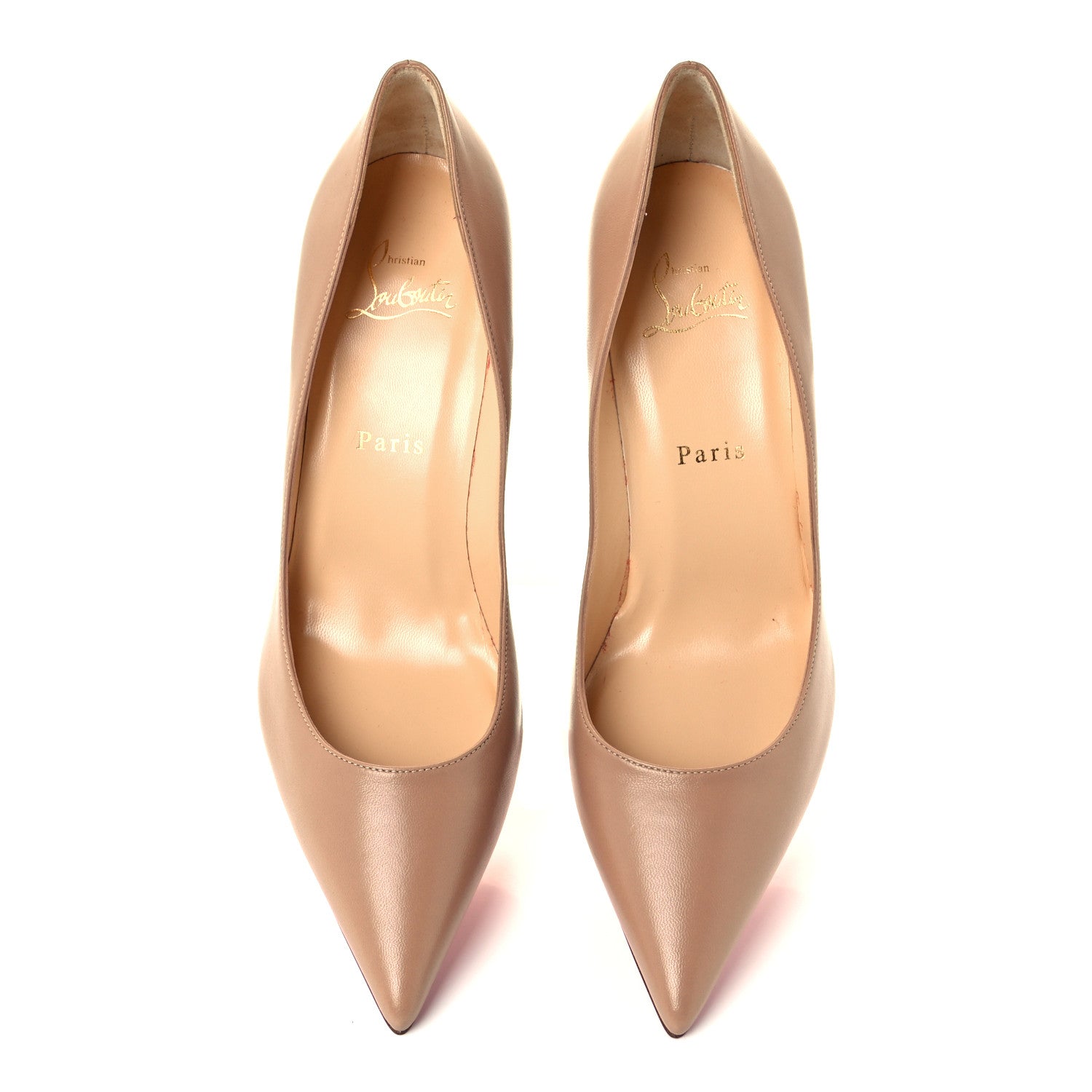 Christian Louboutin Shiny Nappa Apostrophy 85 Pumps 38.5 Nude 5 of 10