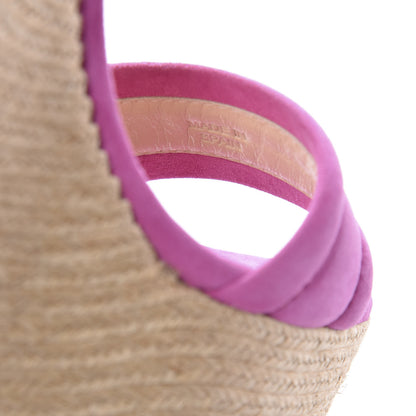 Gucci Kid Scamosciato Ophelia Espadrille Platform Wedge Sandals 37.5 Rododendro 9 of 10