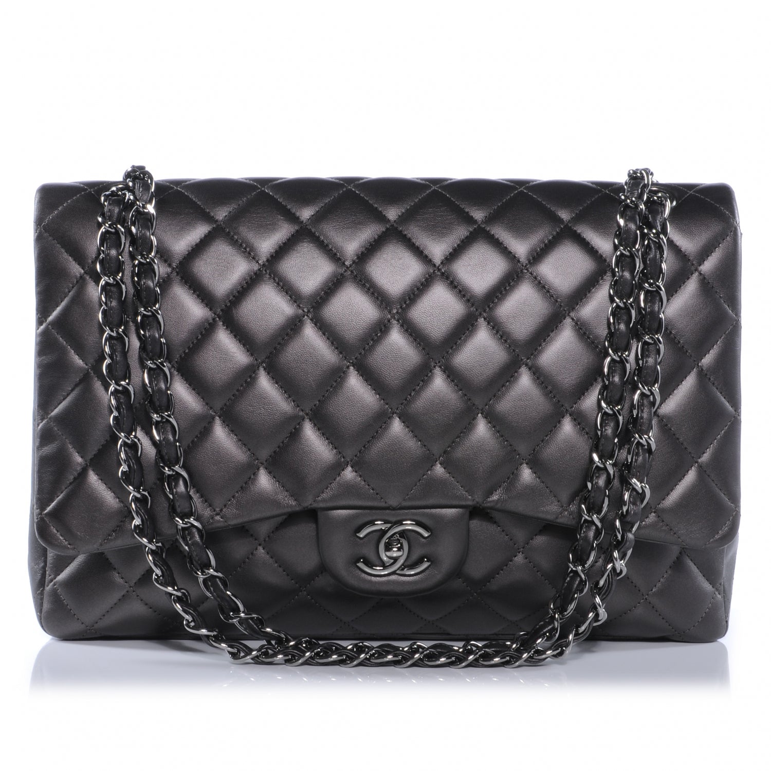 Chanel Lambskin Maxi Single Flap Flap Dark Grey 1 of 8