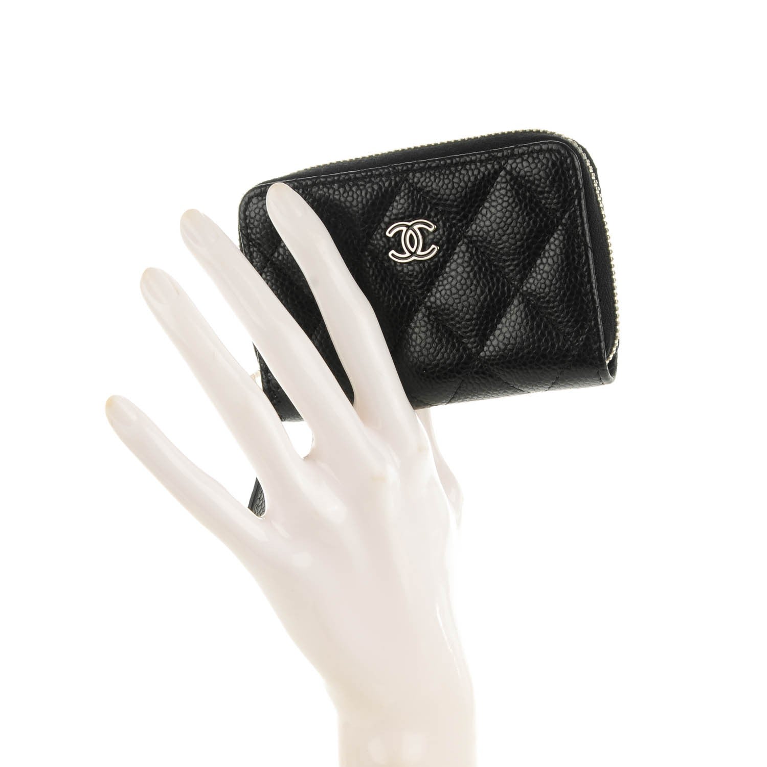 Chanel Caviar Quilted Zip Coin Purse Black 2 of 7