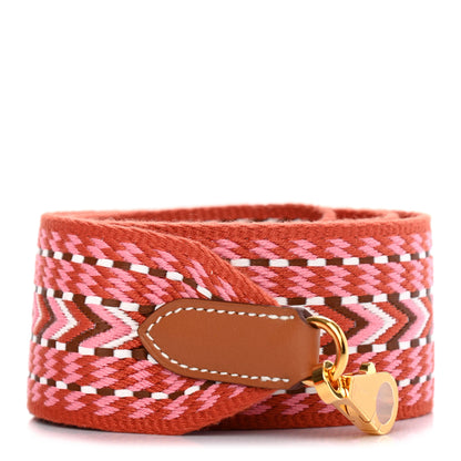Hermes Toile Swift Sangle Allegro 50mm Shoulder Strap Rose Confetti White Gold 1 of 4