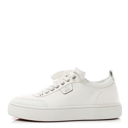Christian Louboutin Toile Calfskin Simplerui Flat Sneakers 39.5 White 1 of 8