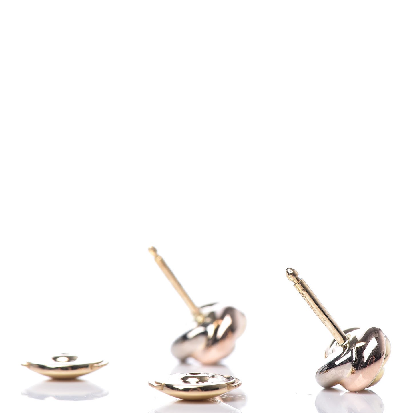 18K Pink Yellow White Gold Diamond Trinity Stud Earrings