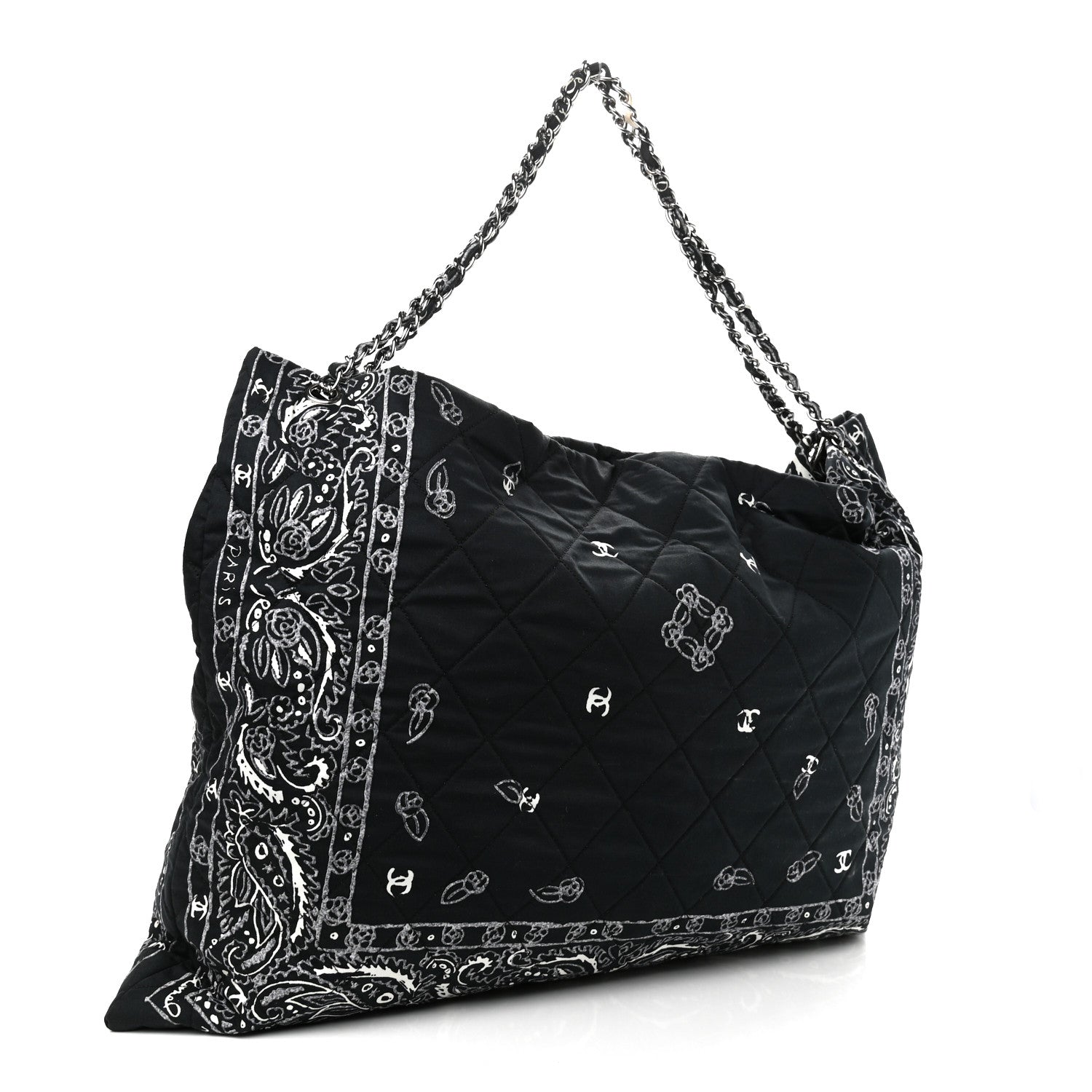 Chanel Cotton Quilted XXL Bandana Shopping Tote Blue 3 of 12