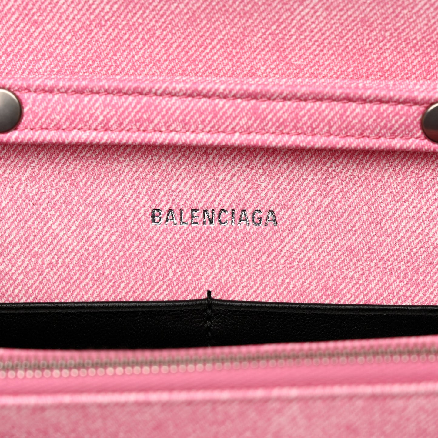 Nappa Denim Printed Hourglass Chain Bag Denim Pink