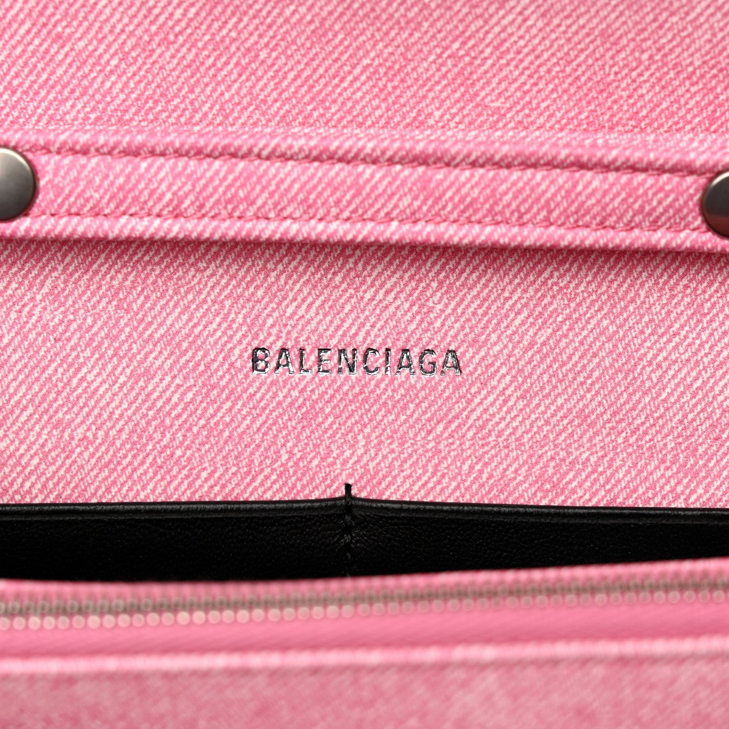 Balenciaga Nappa Denim Printed Hourglass Chain Bag Denim Pink 6 of 10