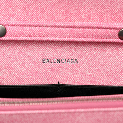 Balenciaga Nappa Denim Printed Hourglass Chain Bag Denim Pink 6 of 10