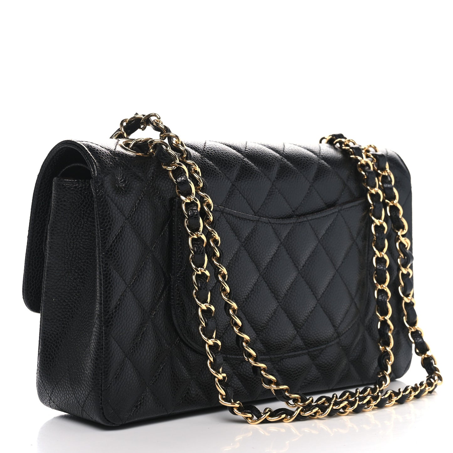 Caviar Quilted Medium Double Flap Black