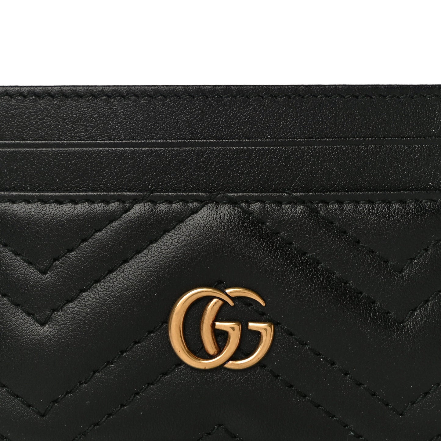 Calfskin Matelasse GG Marmont Card Holder Black