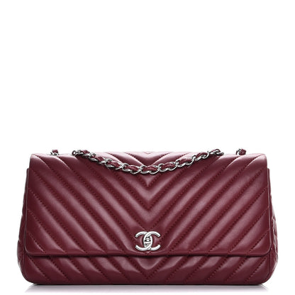 Chanel Lambskin Chevron Quilted Large Surpique Flap Dark Red 1 of 9