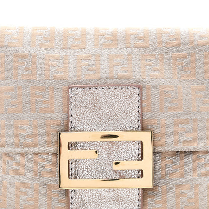 Fendi Metallic Jacquard Zucchino Suede Mini Mama Baguette Cipria Argento Grigio 7 of 9