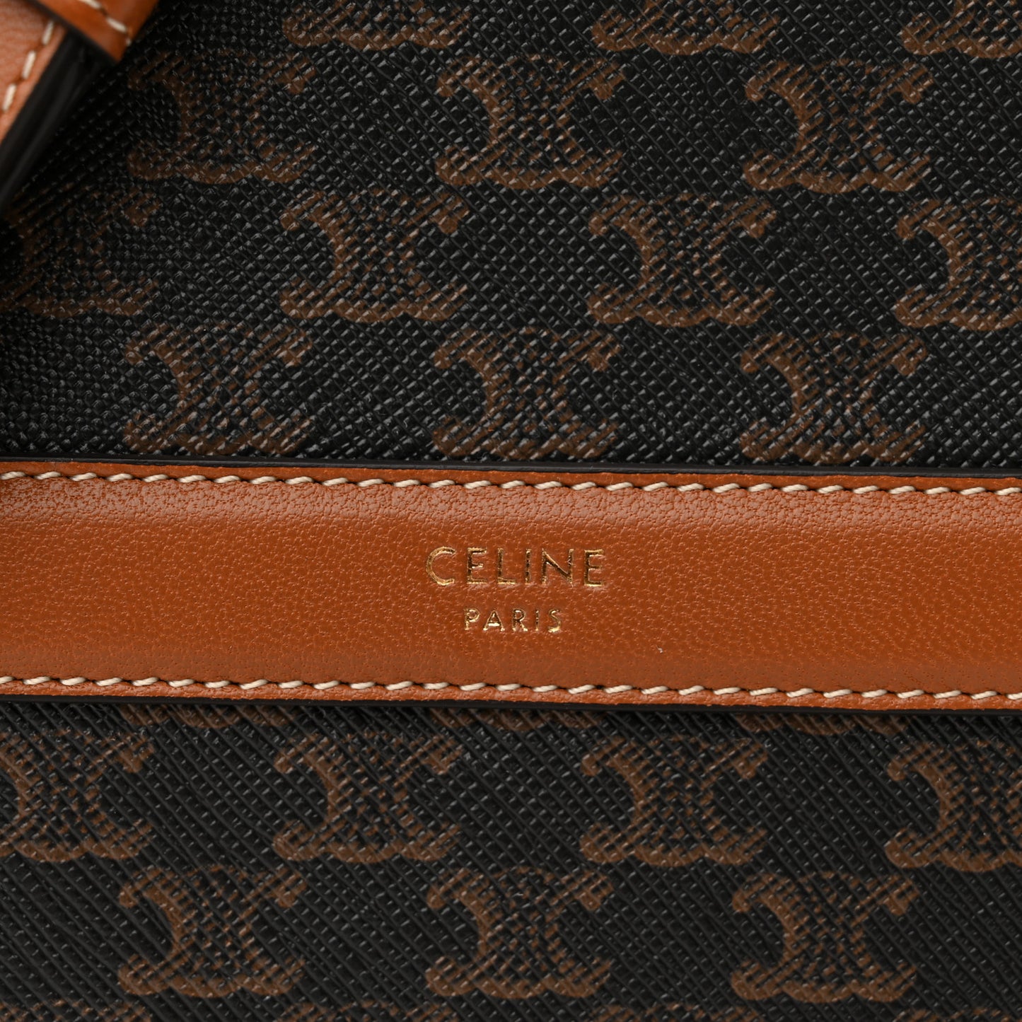 Lambskin Triomphe Canvas Round Purse On Strap Black Tan
