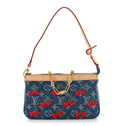 Louis Vuitton LV X TM Monogram Denim Cerises Pochette Accessories Blue 1 of 10