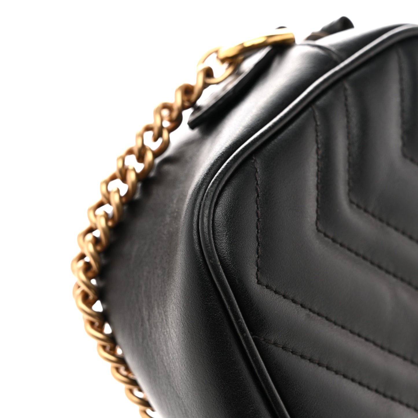 Calfskin Matelasse Mini GG Marmont Chain Shoulder Bag Black