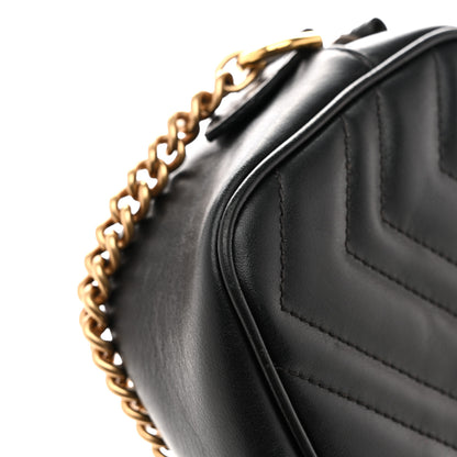 Gucci Calfskin Matelasse Mini GG Marmont Chain Shoulder Bag Black 12 of 14