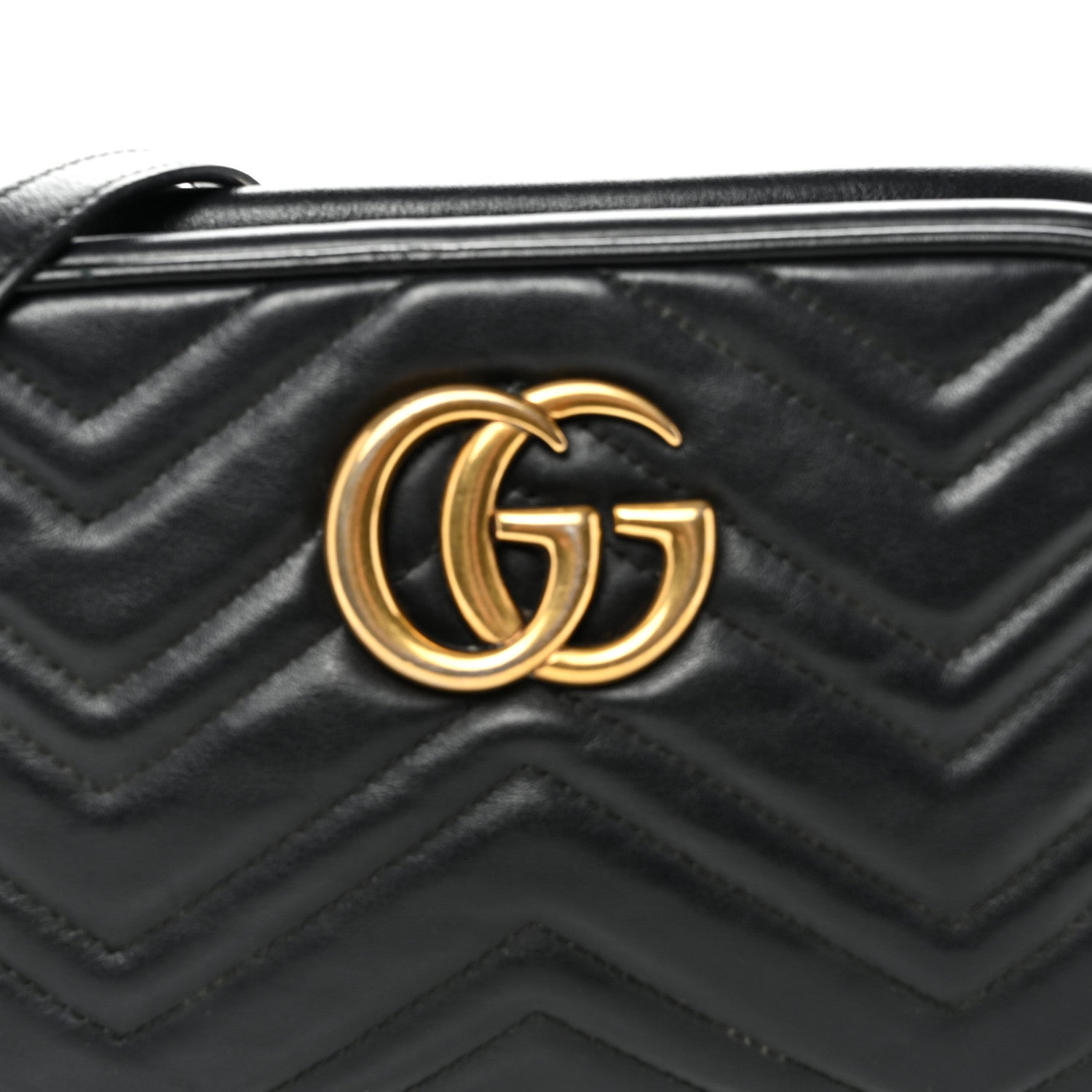 Gucci Calfskin Matelasse Small GG Marmont Chain Shoulder Bag Black 8 of 12