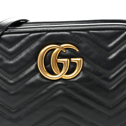 Gucci Calfskin Matelasse Small GG Marmont Chain Shoulder Bag Black 8 of 12