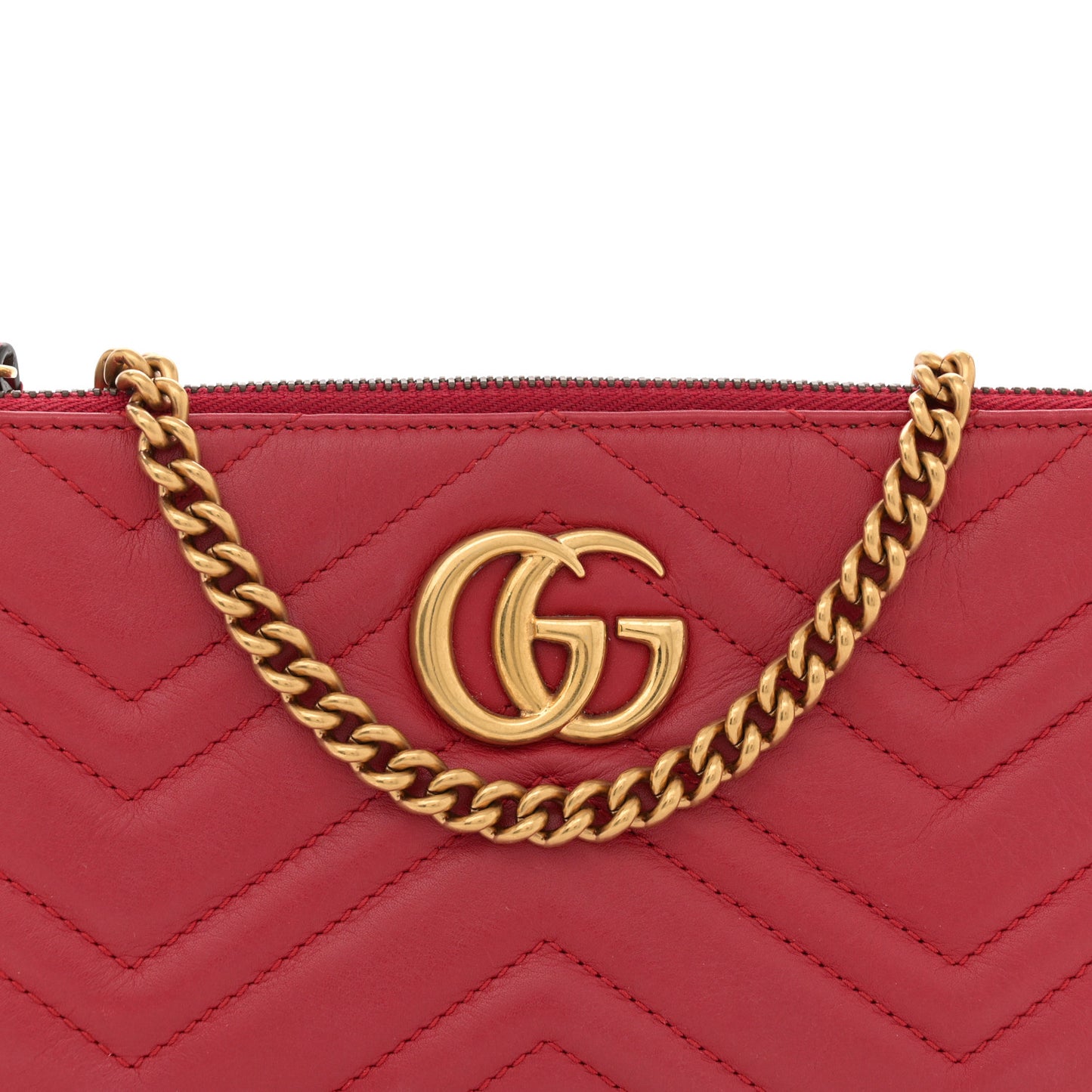 Calfskin Matelasse Mini GG Marmont Chain Bag Hibiscus Red