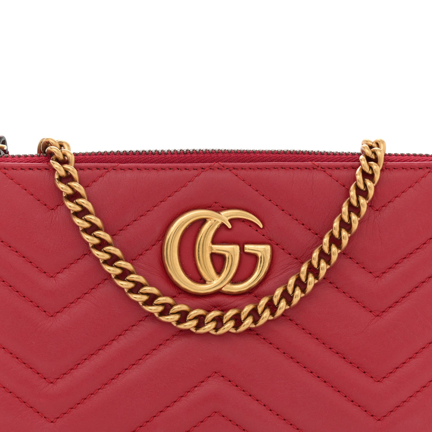 Gucci Calfskin Matelasse Mini GG Marmont Chain Bag Hibiscus Red 8 of 12