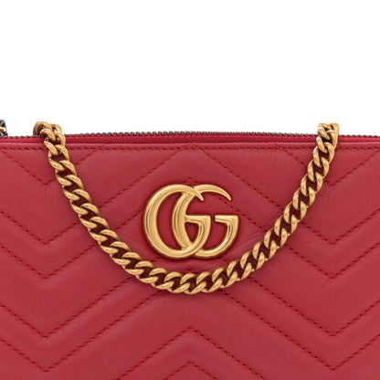 Gucci Calfskin Matelasse Mini GG Marmont Chain Bag Hibiscus Red 8 of 12