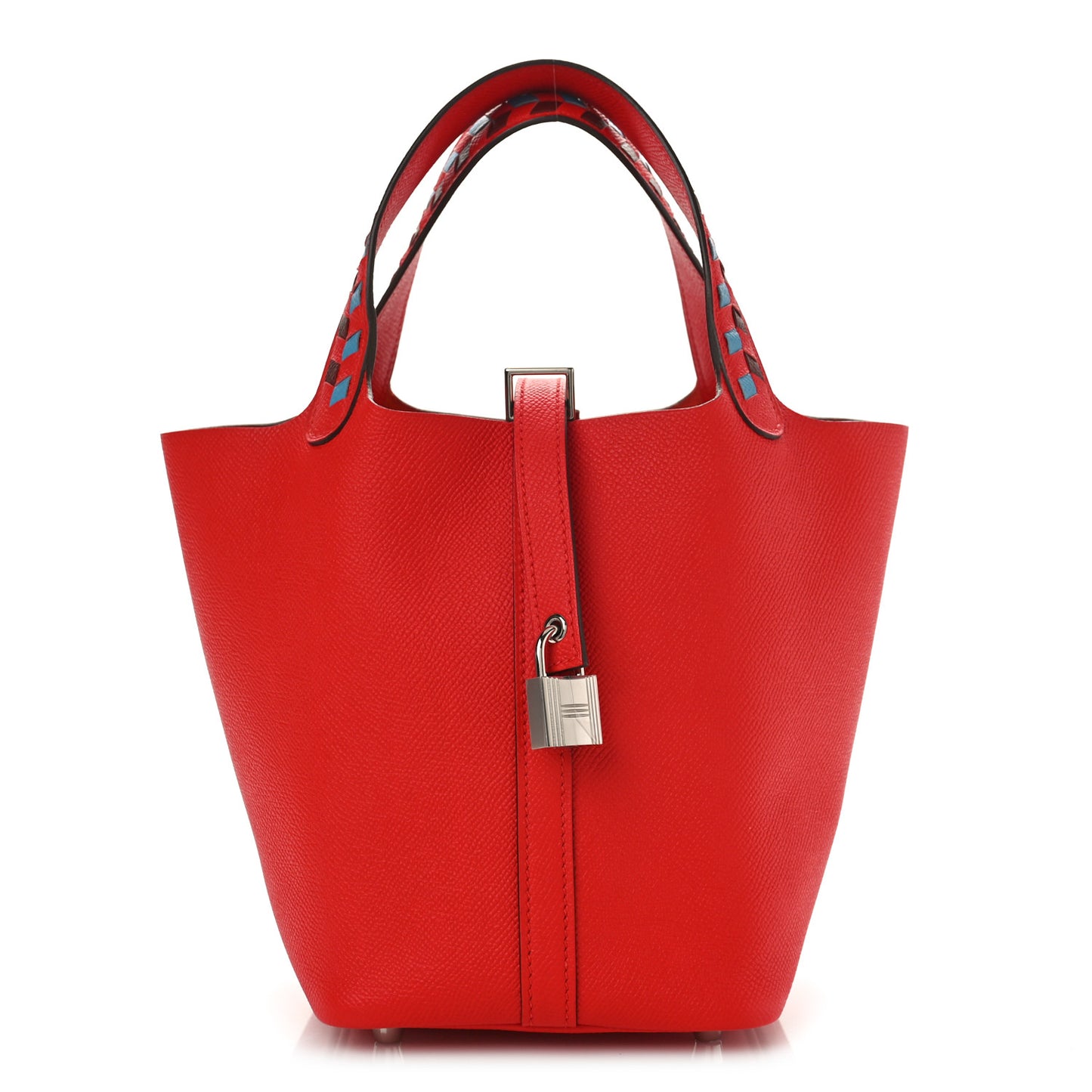 Epsom Tressage De Cuir Picotin Lock 18 PM Rouge Coeur Bleu du Nord Rouge H