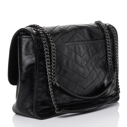 Saint Laurent Crinkled Calfskin Matelasse Monogram Large Niki Chain Satchel Black 2 of 4