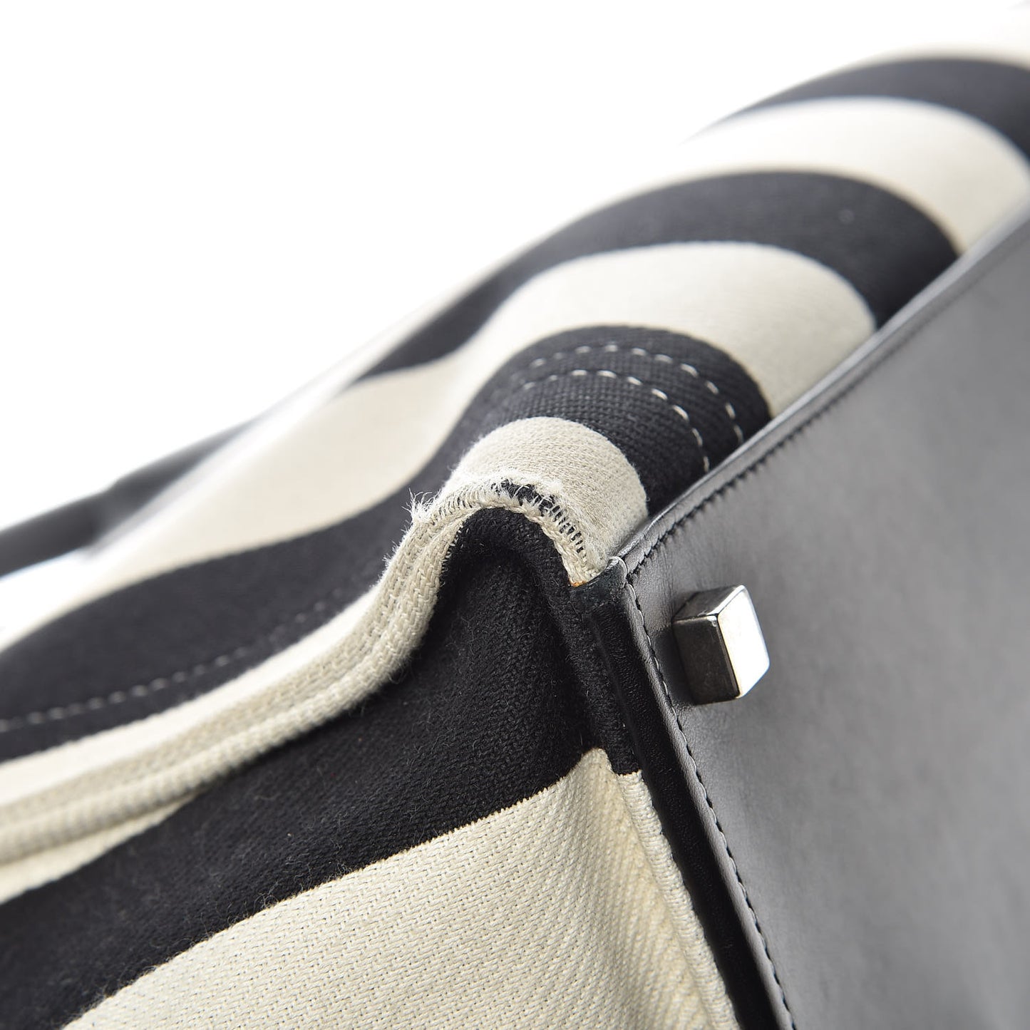 Cotton Canvas Striped Medium Phantom Luggage White Black