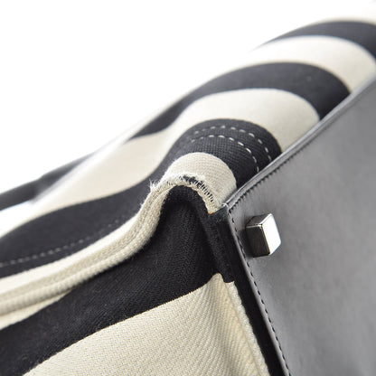 Celine Cotton Canvas Striped Medium Phantom Luggage White Black 9 of 12