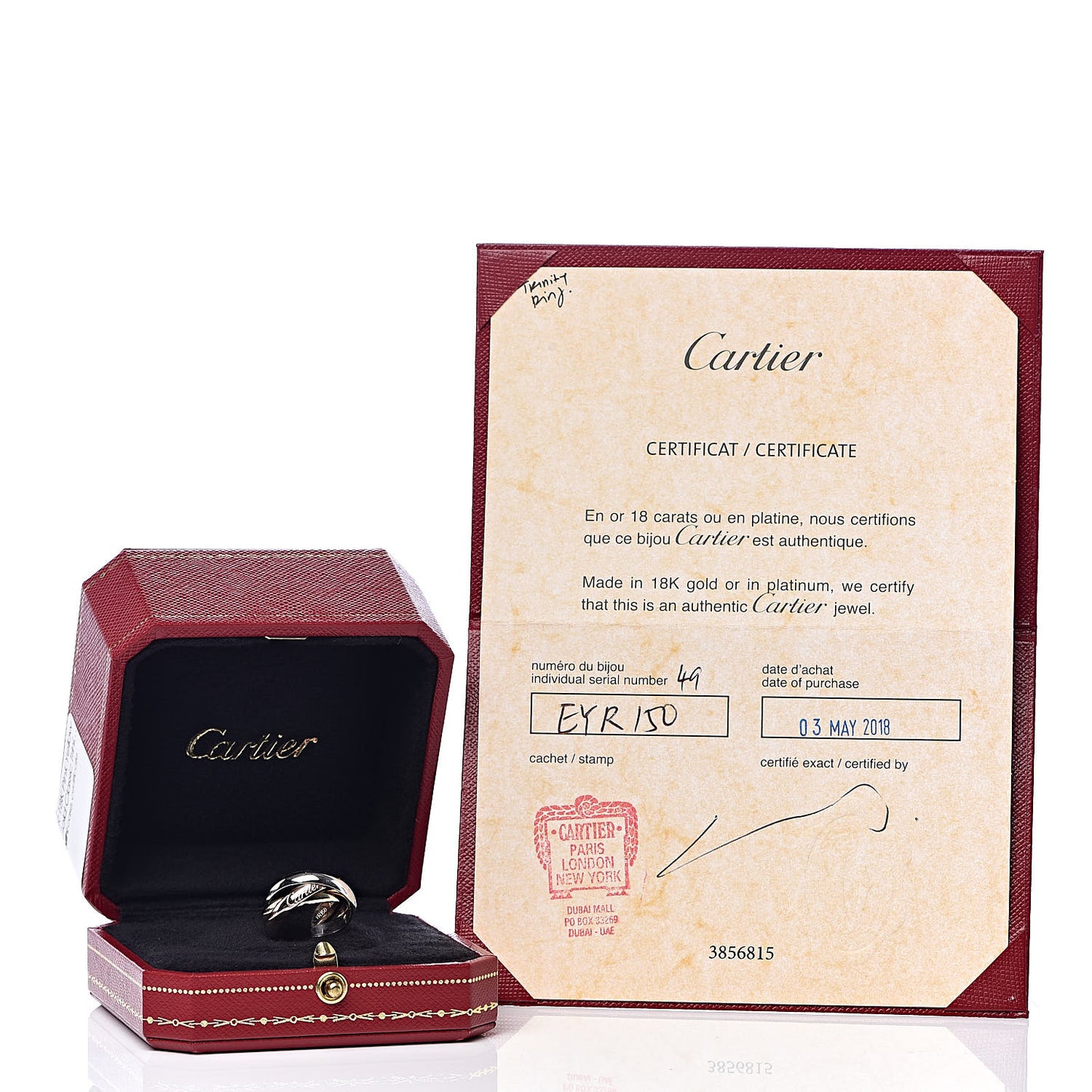 18K Pink Yellow White Gold Classic Trinity Ring 49 4.75
