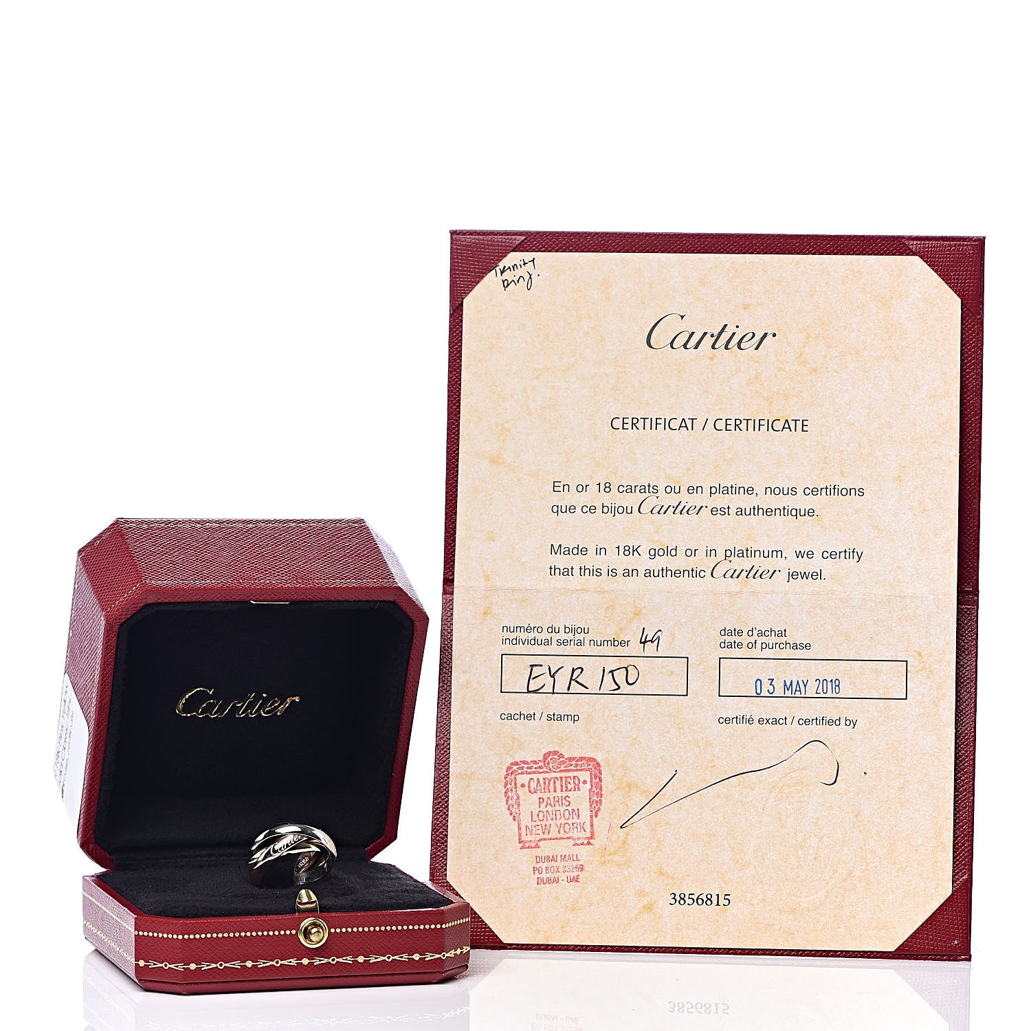 Cartier 18K Pink Yellow White Gold Classic Trinity Ring 49 4.75 6 of 6