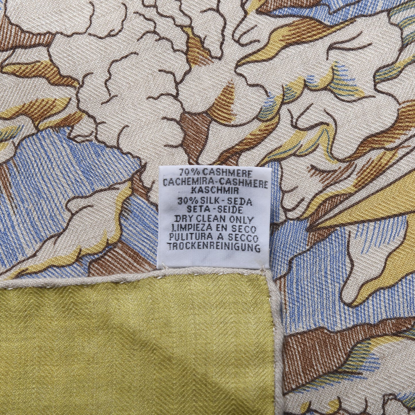 Cashmere Silk Cosmographia Universalis Shawl 140 Naturel Jaune Rose Pale