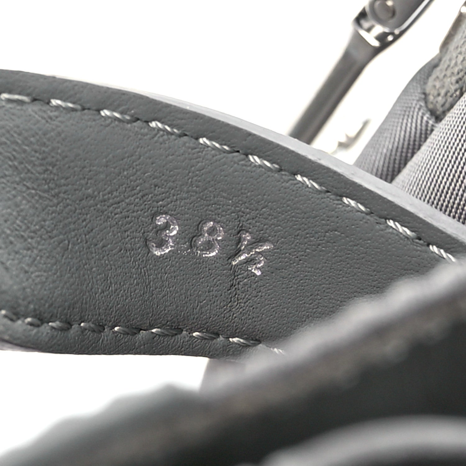 Prada Spazzolato Rois Re-Nylon Metal Triangle Logo Monolith Pouch Pocket 55mm Boots 38.5 Marble Grey 7 of 9