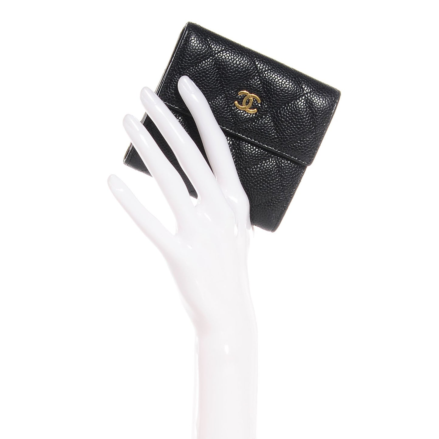 Caviar Quilted Compact Flap Wallet