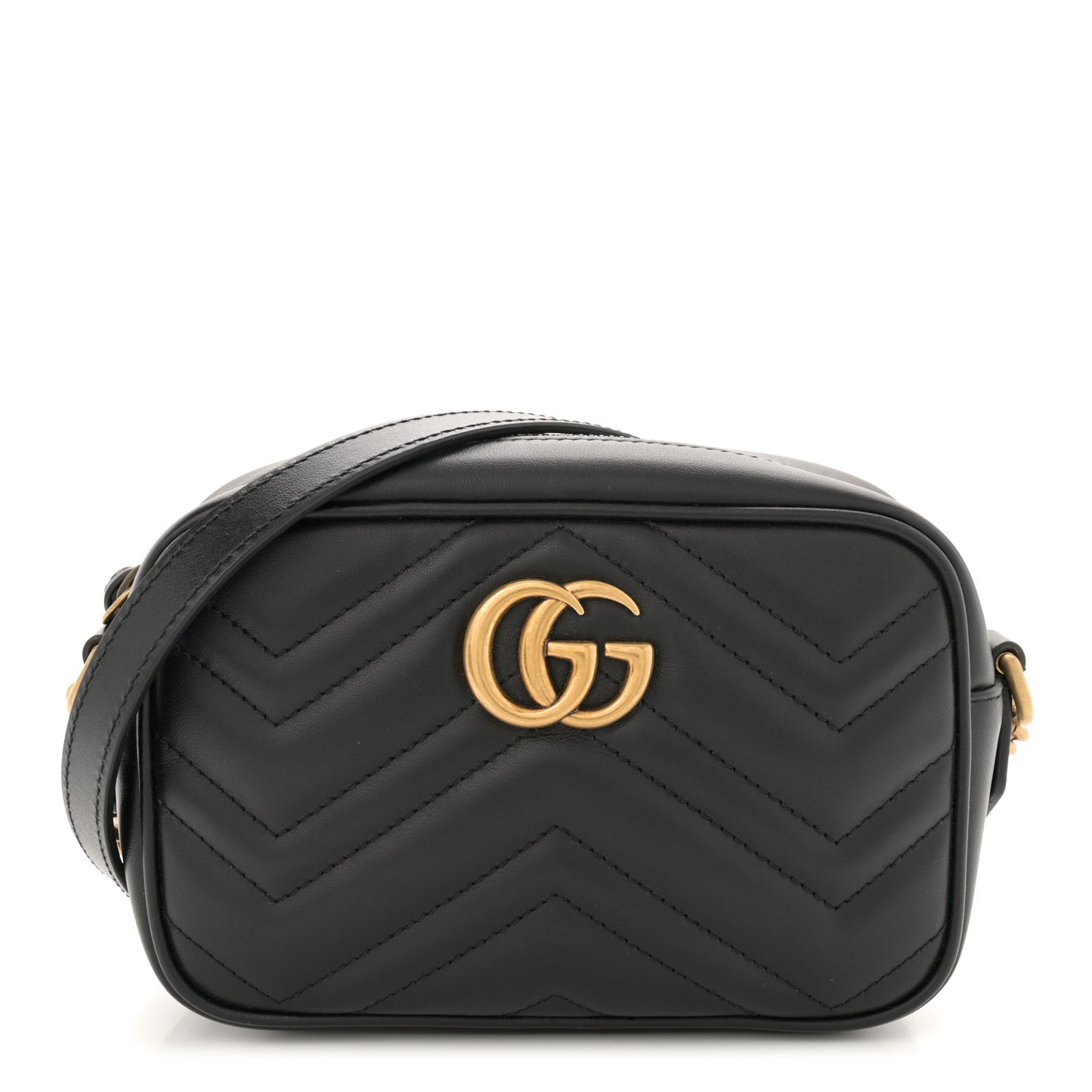 Calfskin Matelasse Mini GG Marmont Chain Shoulder Bag Black