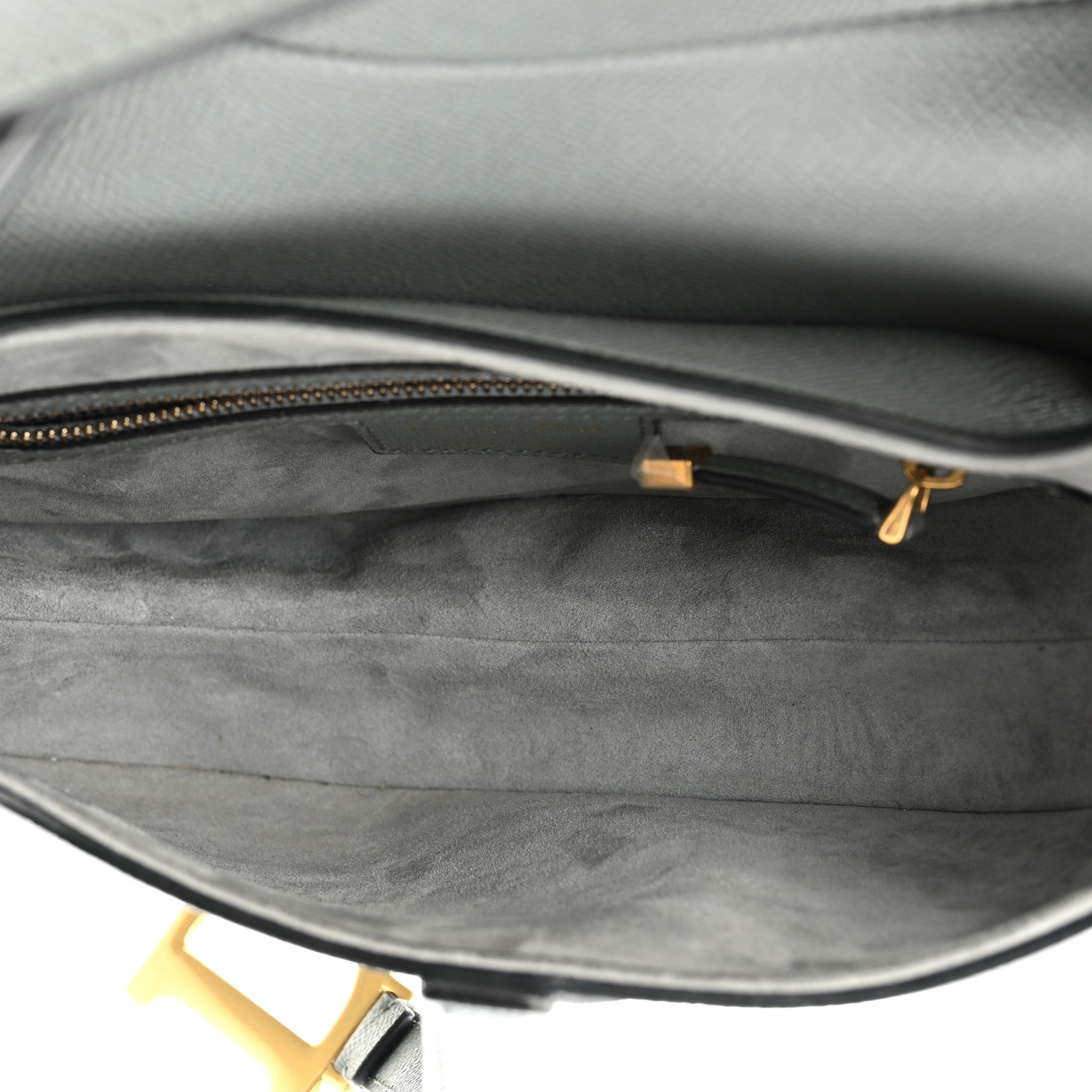 Christian Dior Grained Calfskin Saddle Bag Grey Stone 5 of 13