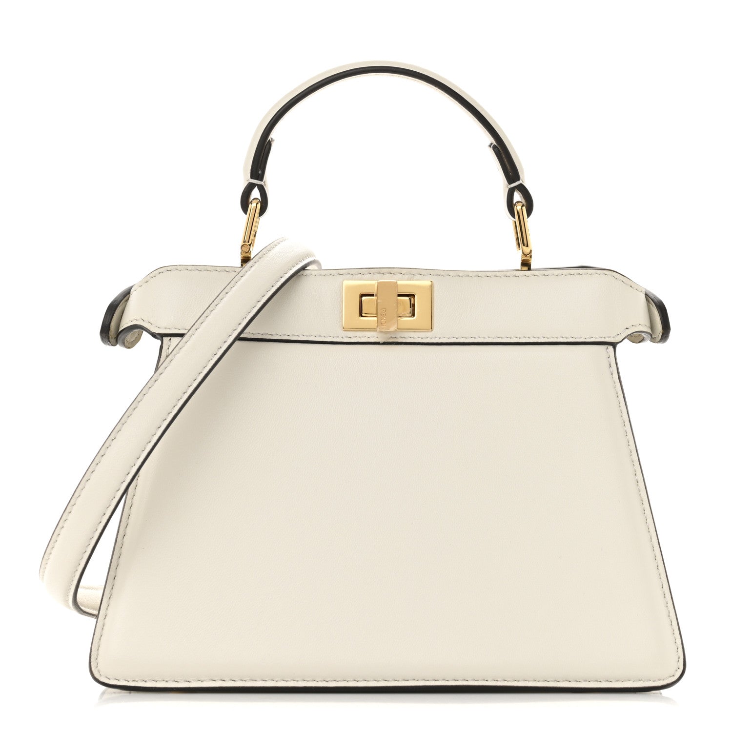 Fendi Shiny Nappa Petite Peekaboo I SEE U Satchel White 1 of 13