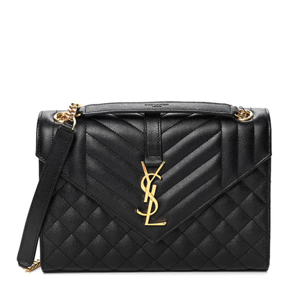 Saint Laurent Grain De Poudre Textured Mixed Matelasse Triquilt Small Monogram Satchel Black 1 of 4