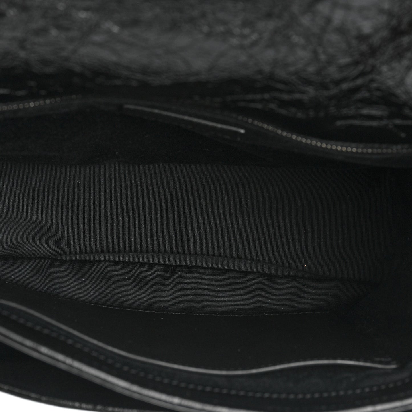 Crinkled Calfskin Matelasse Monogram Medium Niki Chain Satchel Black