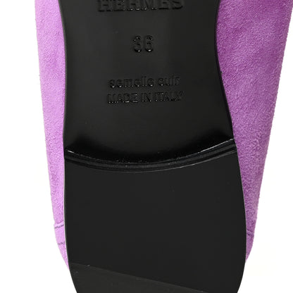 Hermes Suede Goatskin Womens Royal Loafers 36 Violet Parme 8 of 13