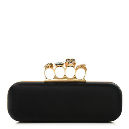 Alexander McQueen Satin Skull Knuckle Duster Box Clutch Black 1 of 7