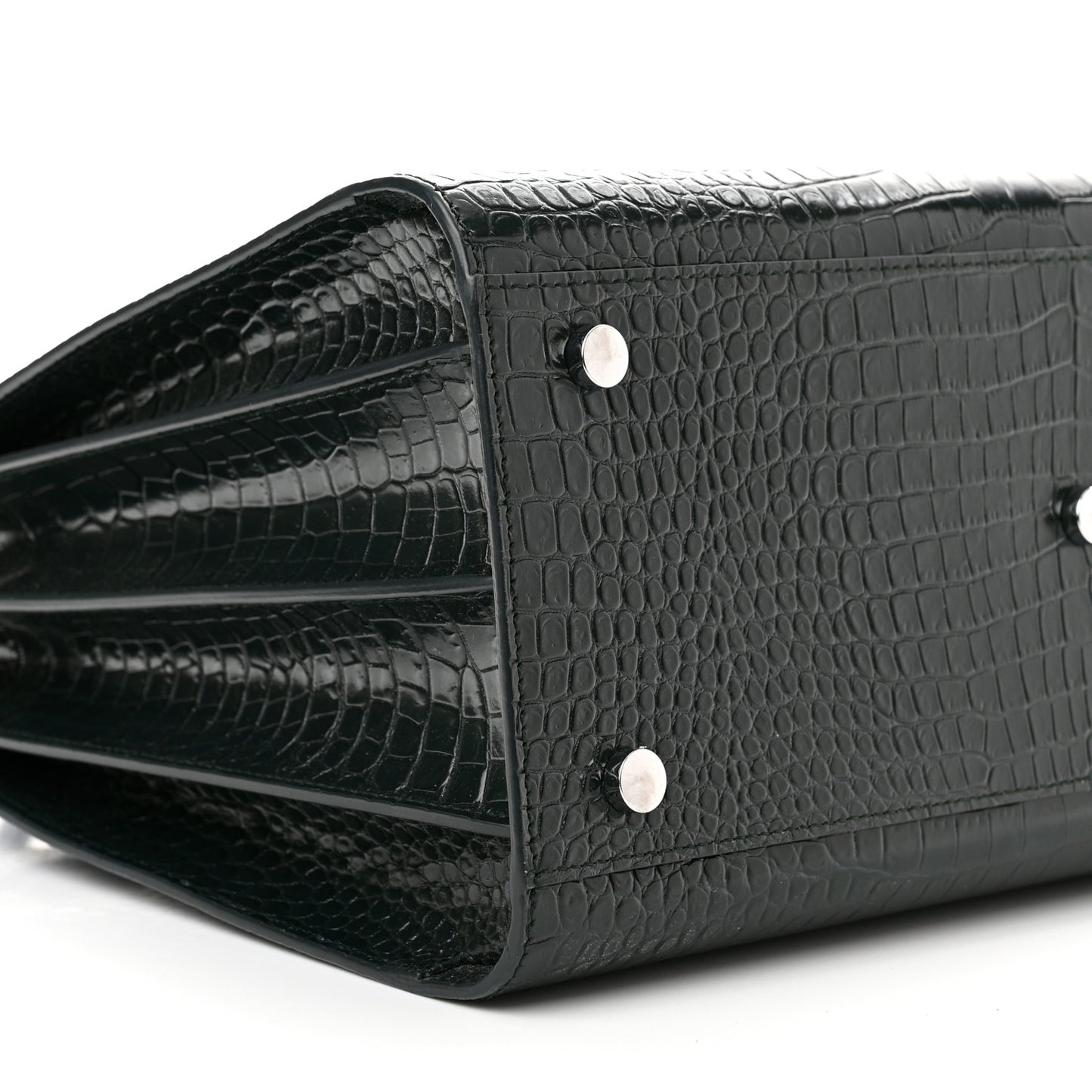 Calfskin Crocodile Embossed Small Sac De Jour Dusty Black