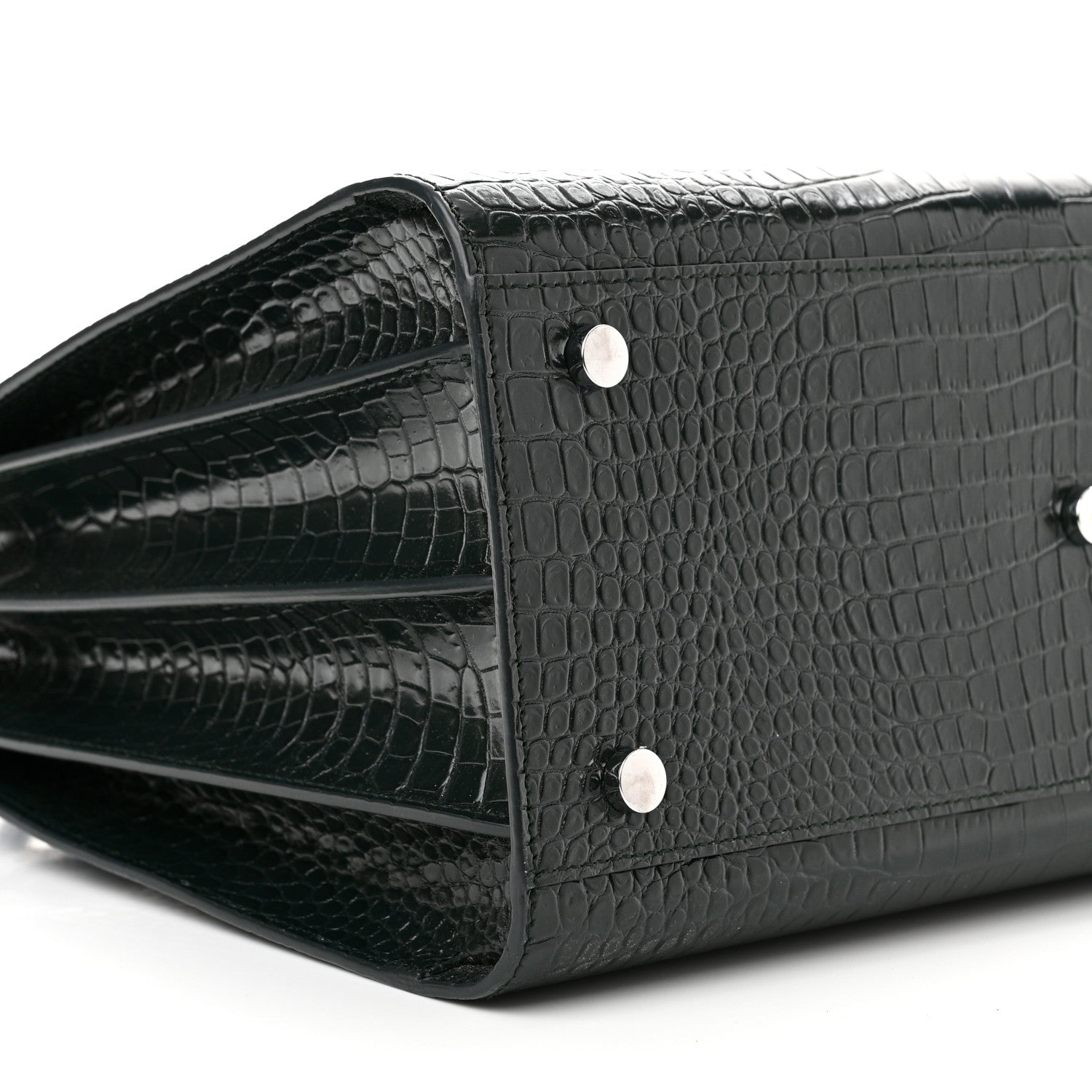 Saint Laurent Calfskin Crocodile Embossed Small Sac De Jour Dusty Black 8 of 9