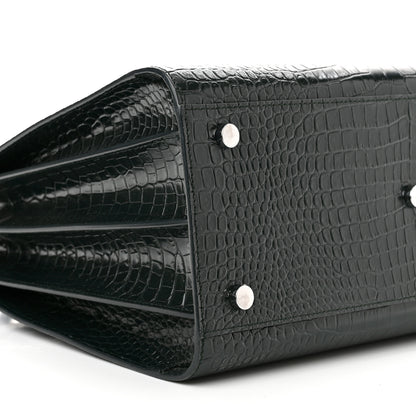 Saint Laurent Calfskin Crocodile Embossed Small Sac De Jour Dusty Black 8 of 9