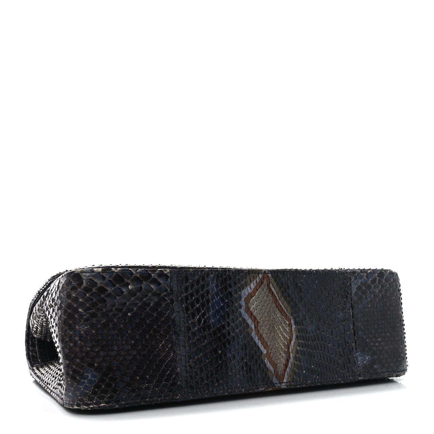 Chanel Metallic Snakeskin Jumbo Double Flap Blue 4 of 10