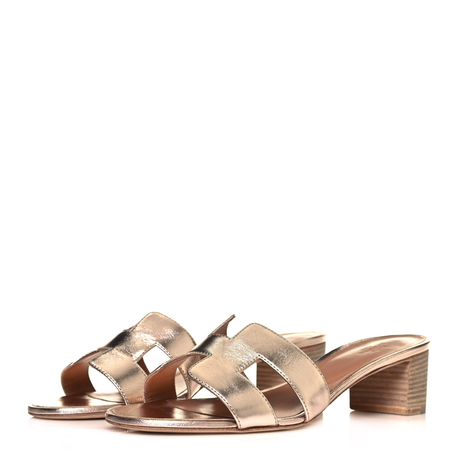 Hermes Metallic Nappa Oasis Sandals 40 Rose Dore 3 of 8