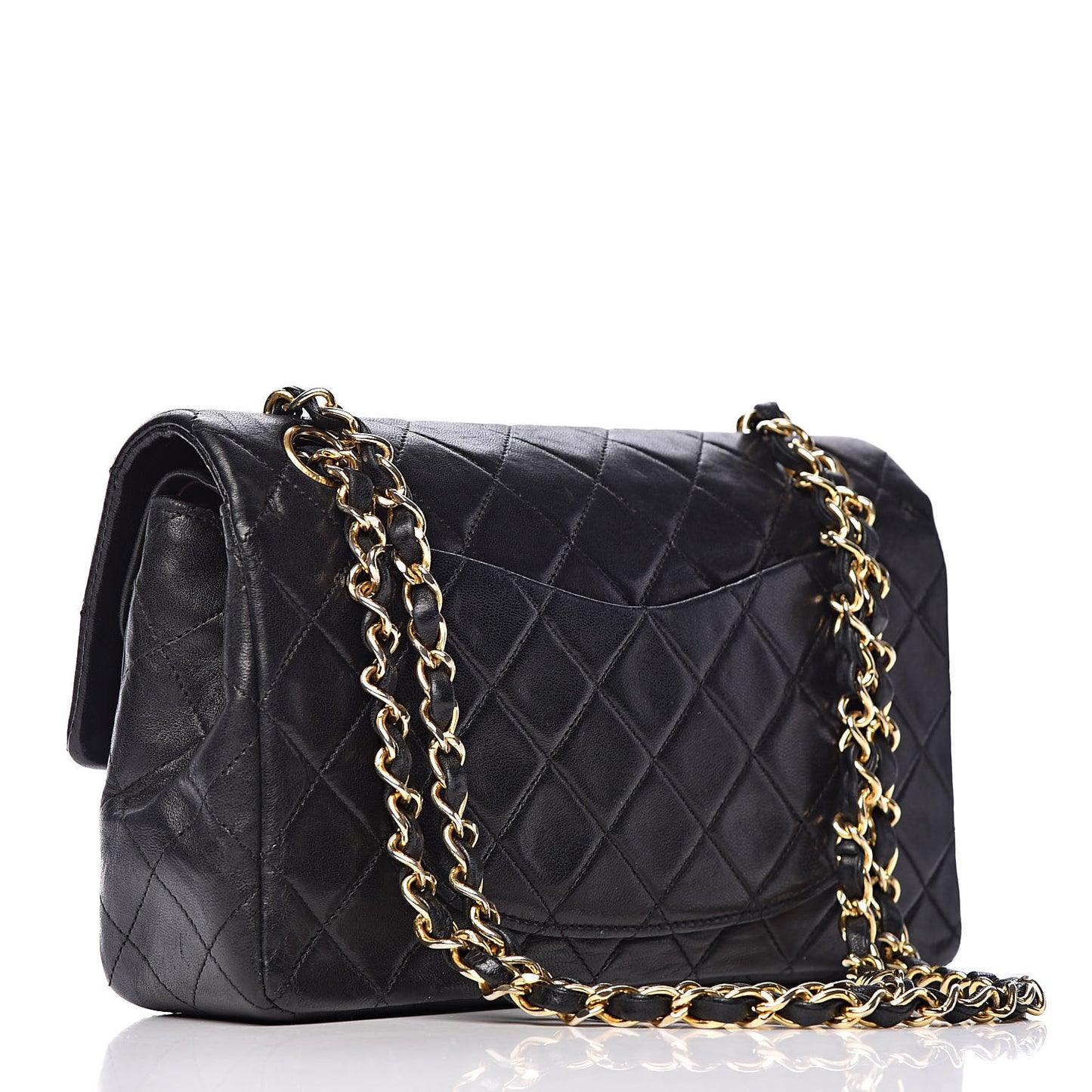 Lambskin Quilted Small Double Flap Black