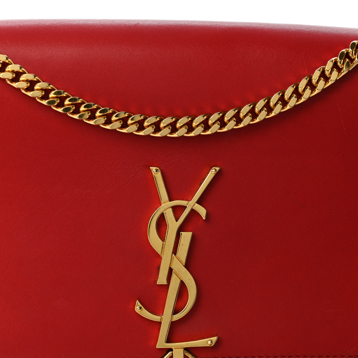 Smooth Calfskin Medium Classic Monogram Kate Tassel Satchel Lipstick Red