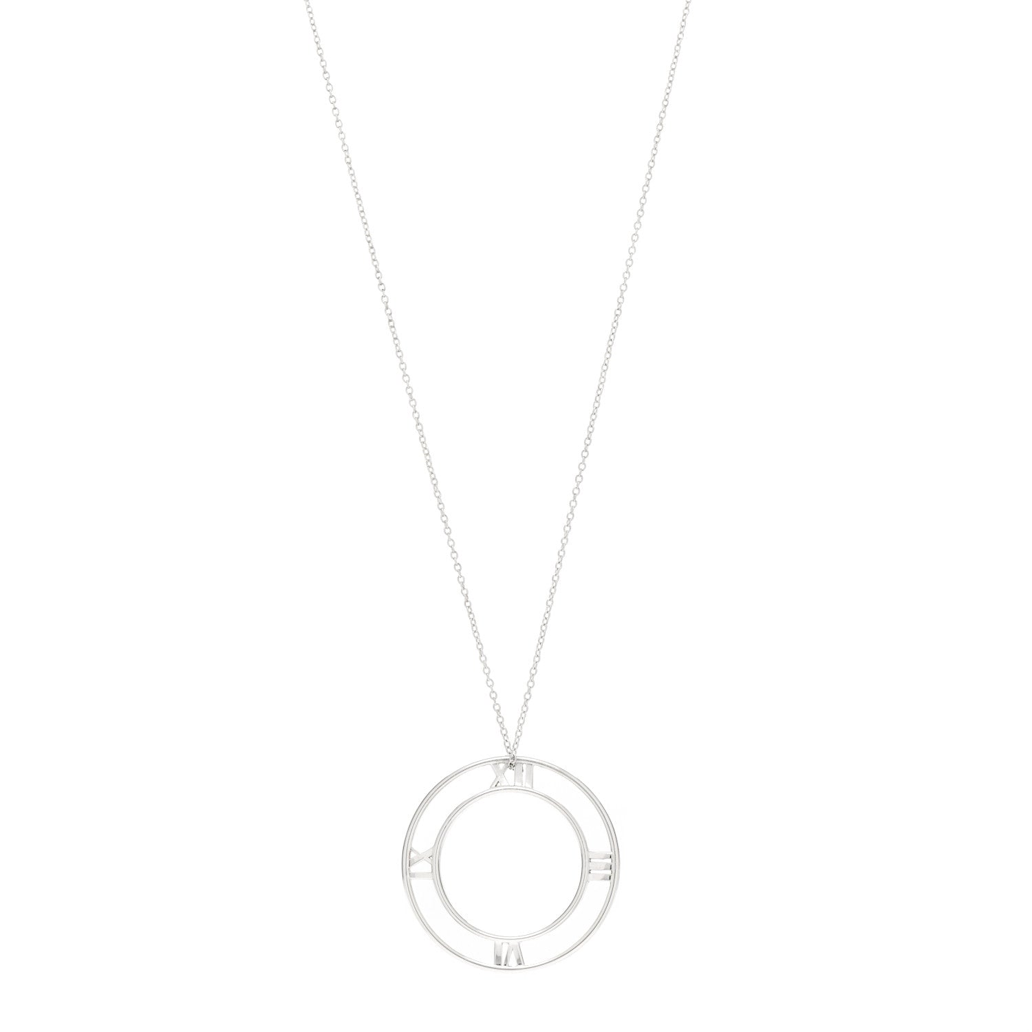 Tiffany Sterling Silver Large Atlas Open Pendant Necklace 1 of 6